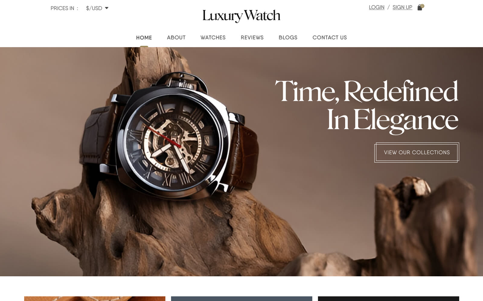 Luxury watch storefront website design