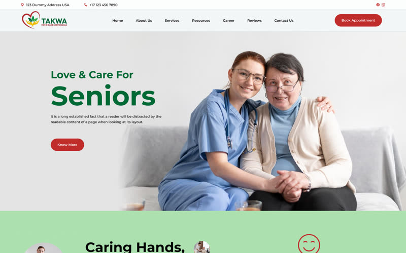 Senior Care Services, Healthcare website