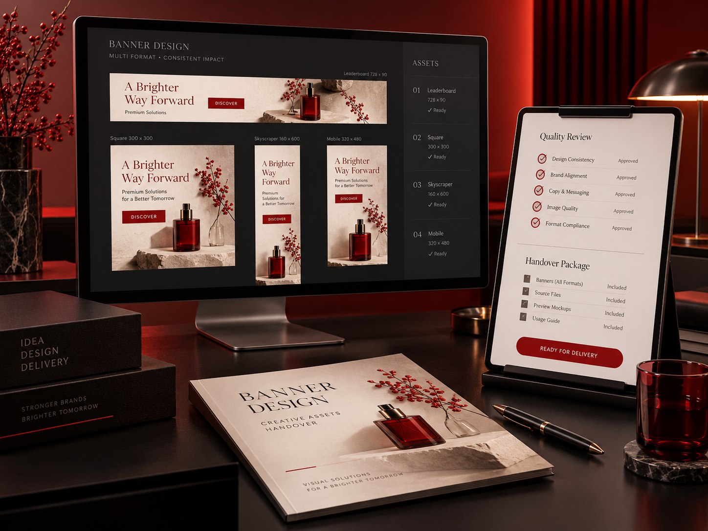 Quality review and delivery concept for banner design