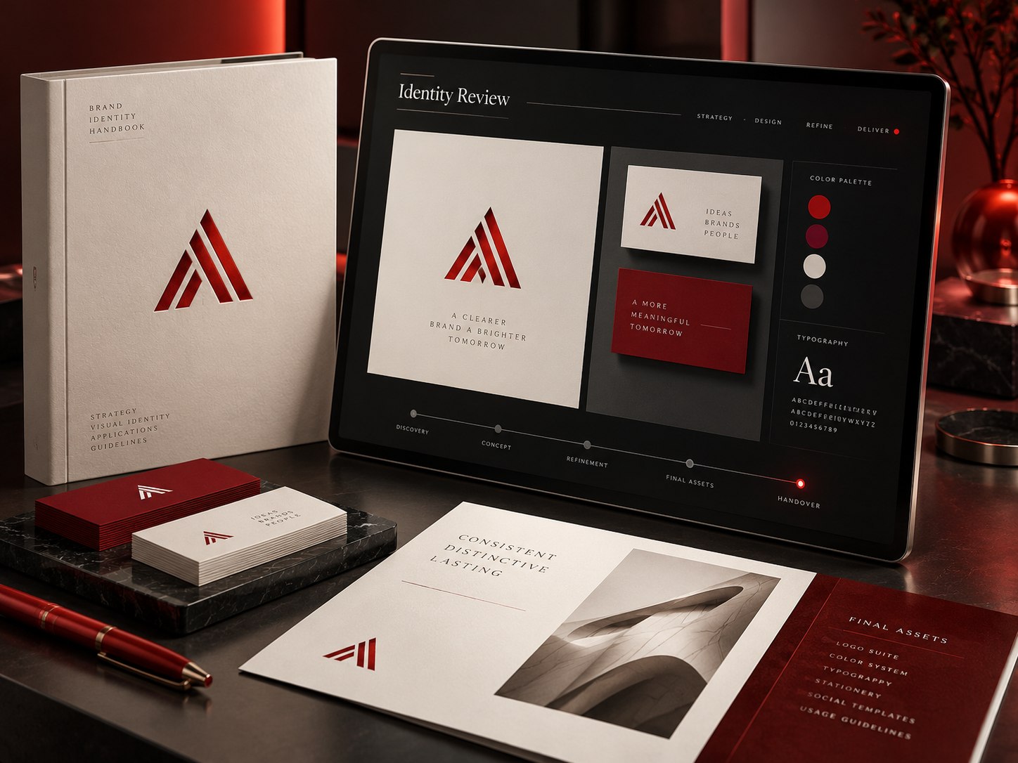 Quality review and delivery concept for brand identity design
