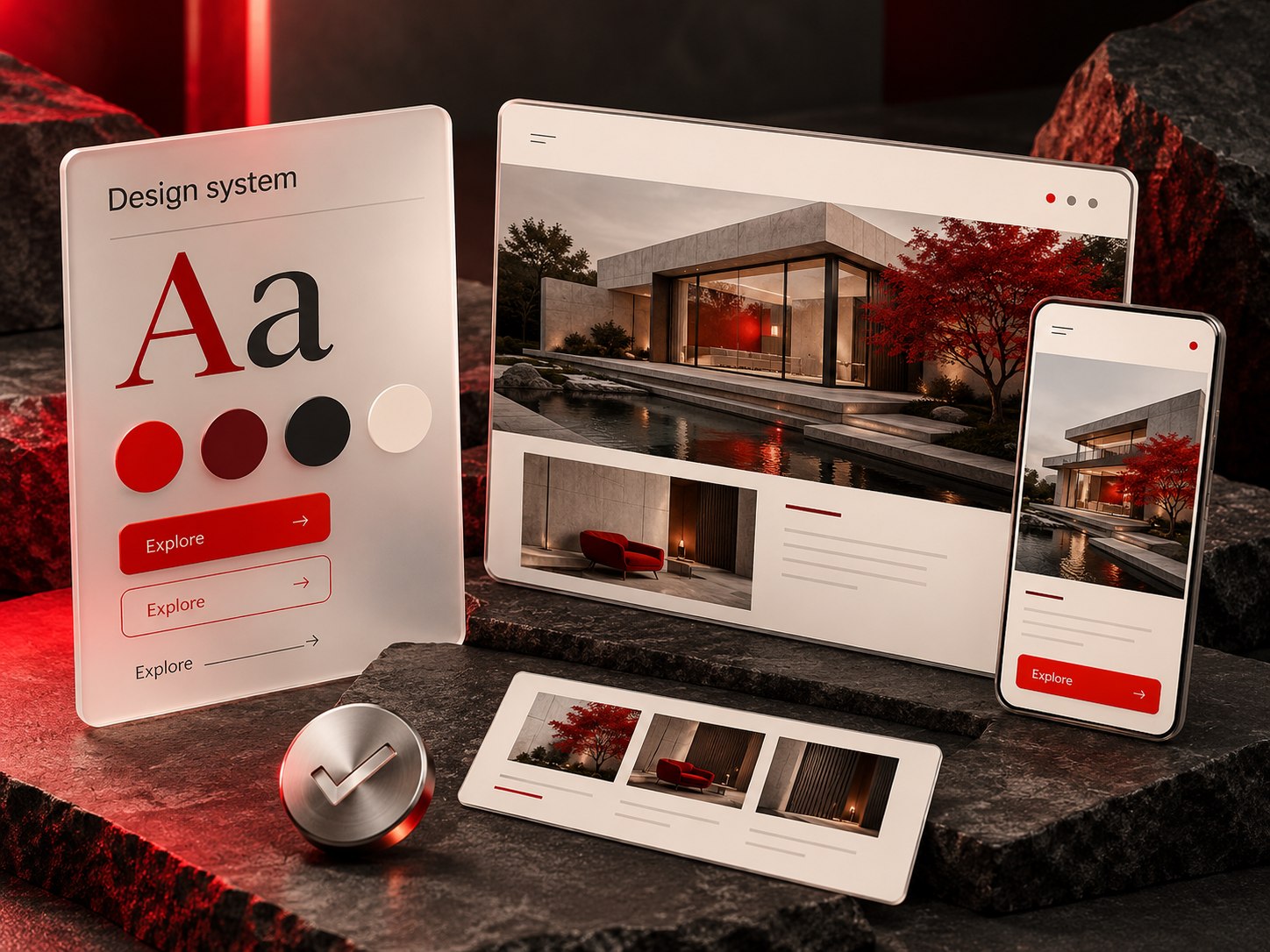 Website typography, colour palette and responsive design components
