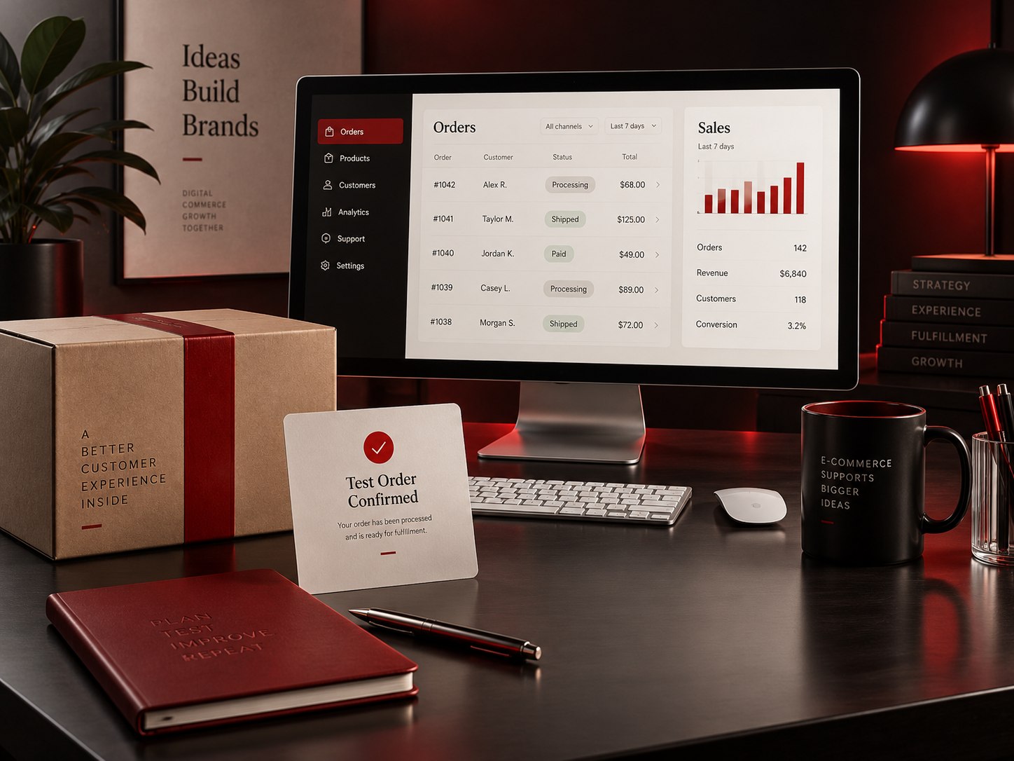 Ecommerce order testing and store operations concept