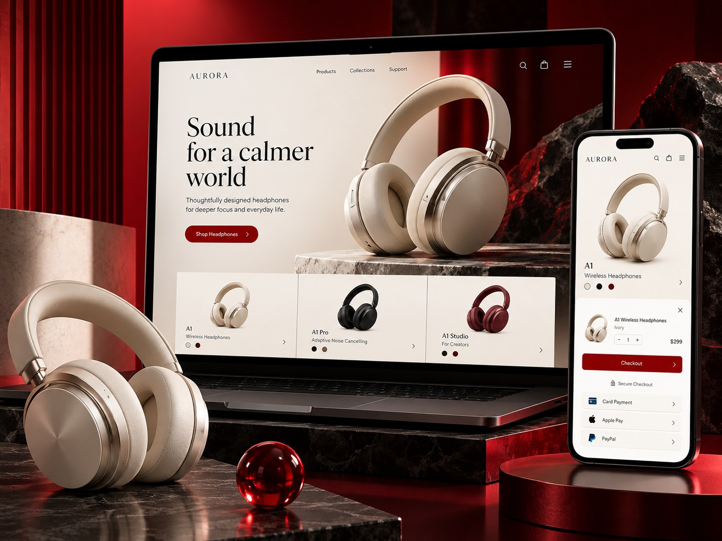 Online storefront, product catalogue and checkout concept