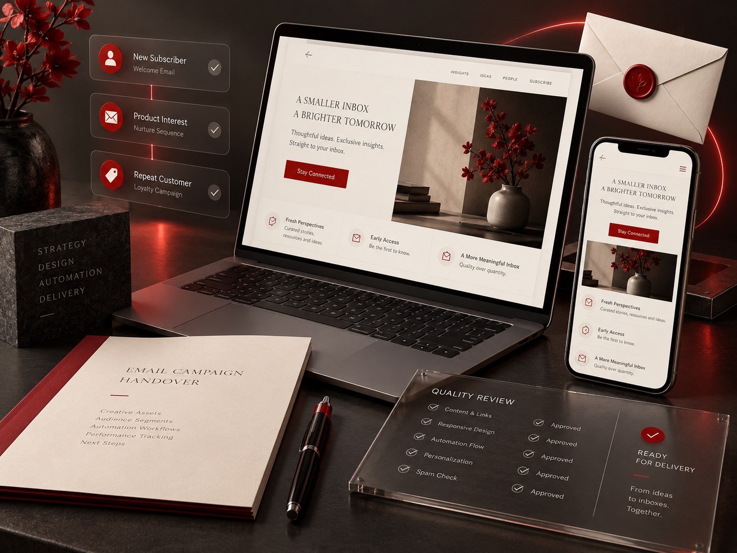 Quality review and delivery concept for email marketing
