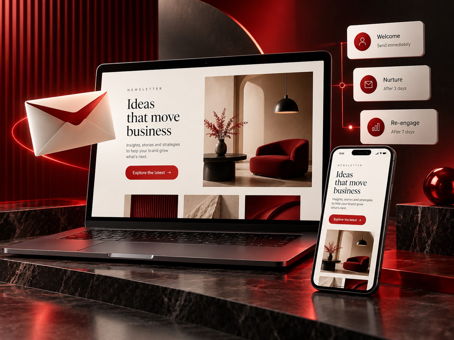 Email newsletter design and lifecycle automation flow