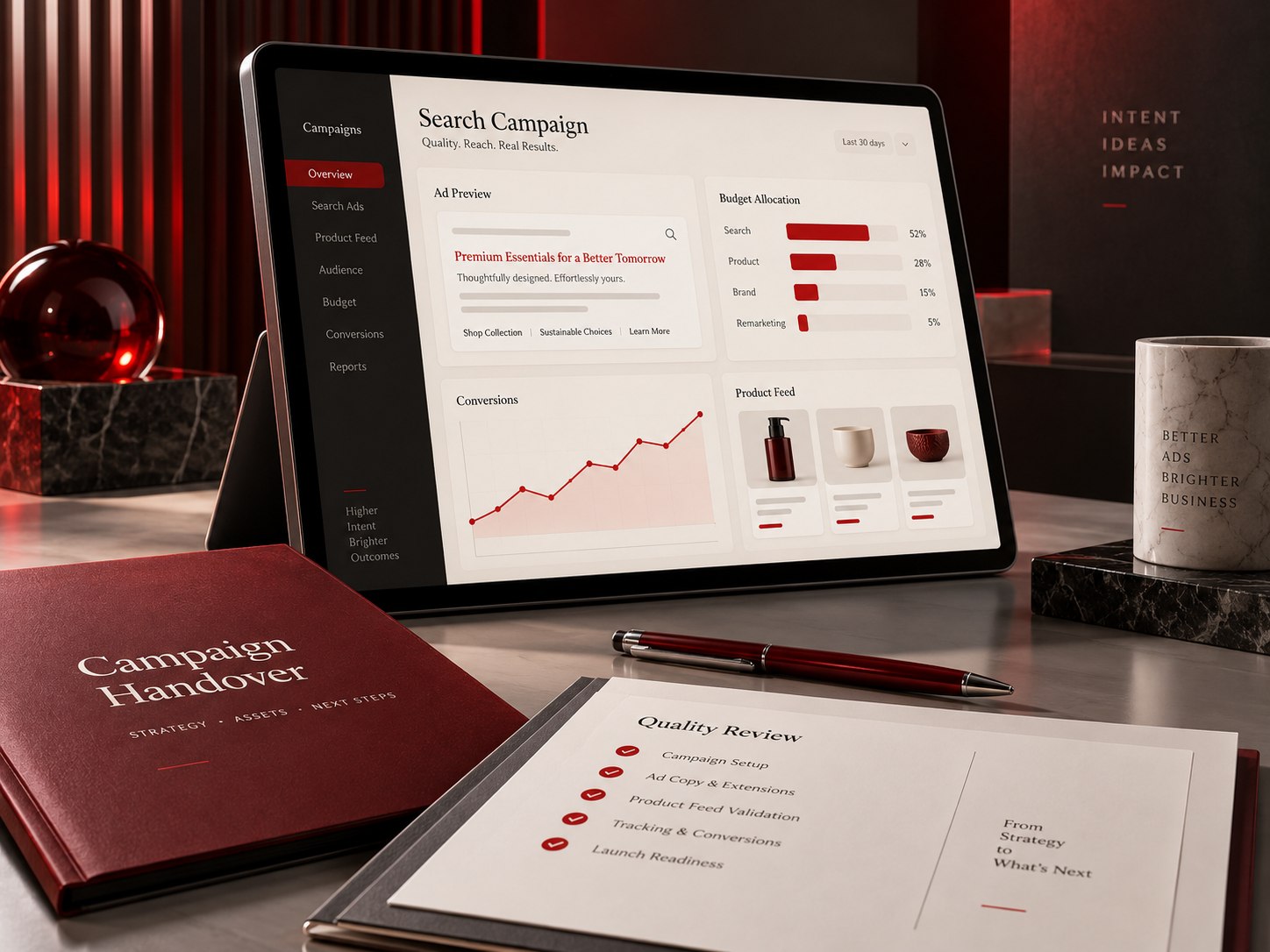 Quality review and delivery concept for google ads management