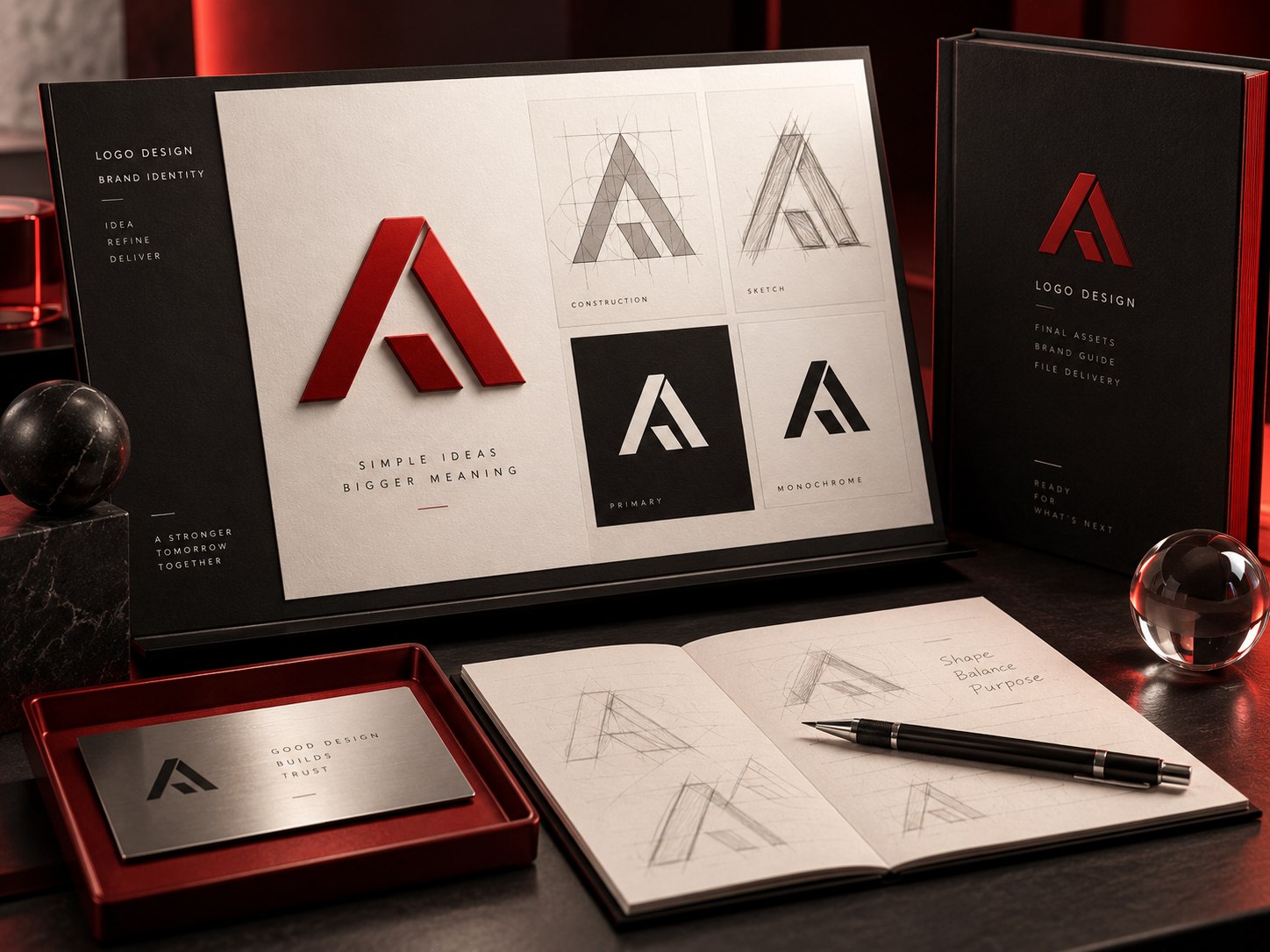 Quality review and delivery concept for logo design