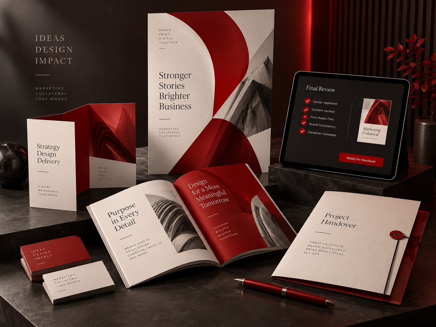 Quality review and delivery concept for marketing collateral design