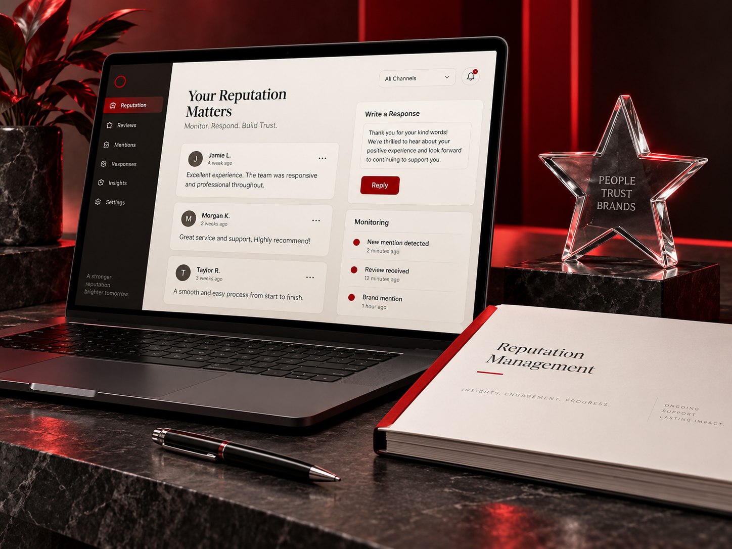 Quality review and delivery concept for online reputation management