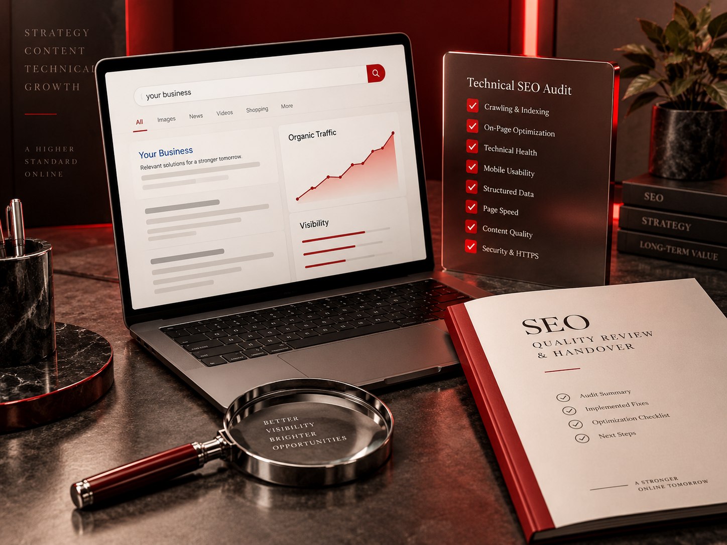Quality review and delivery concept for seo