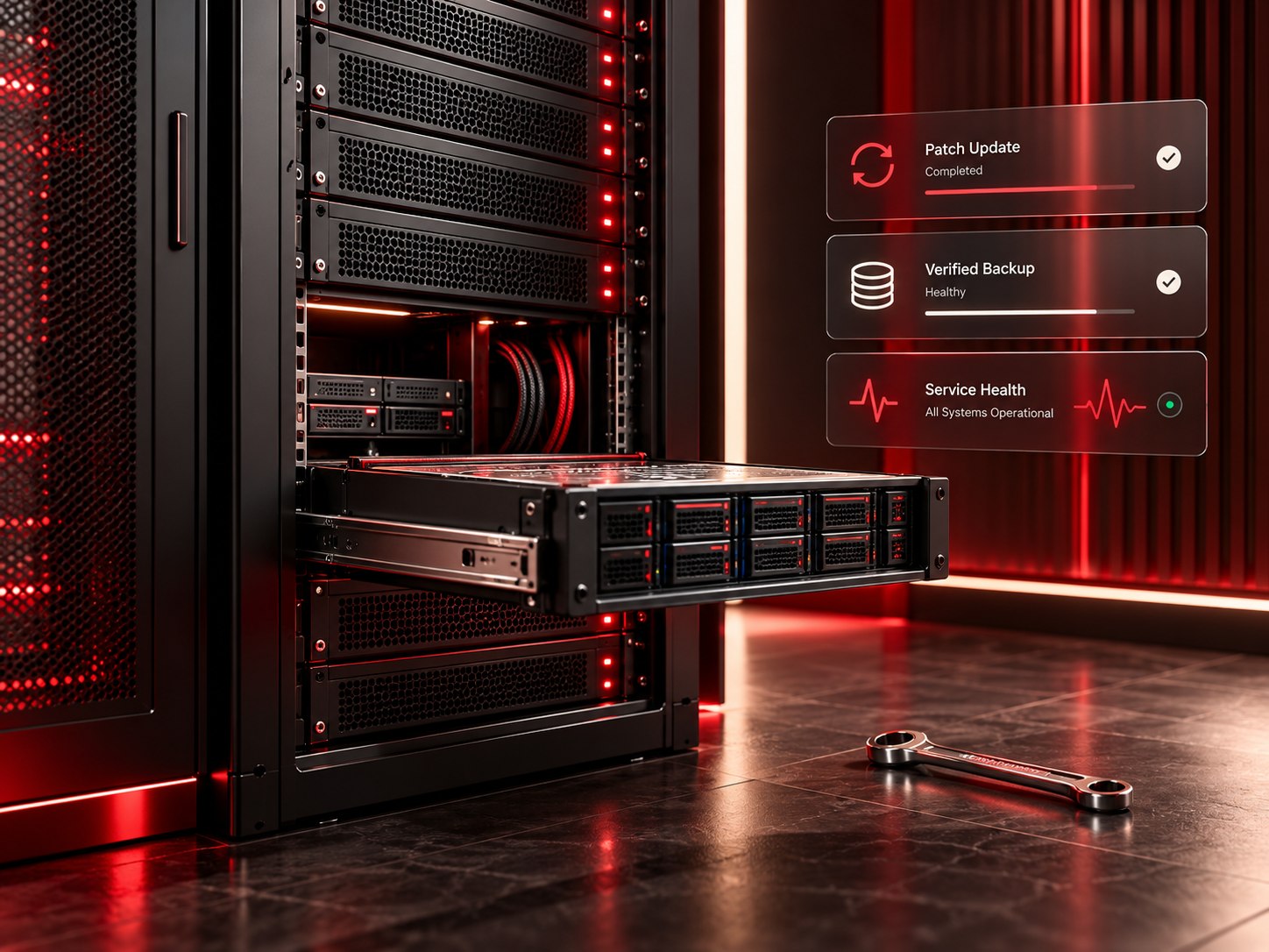 Server maintenance, security patches and backup monitoring