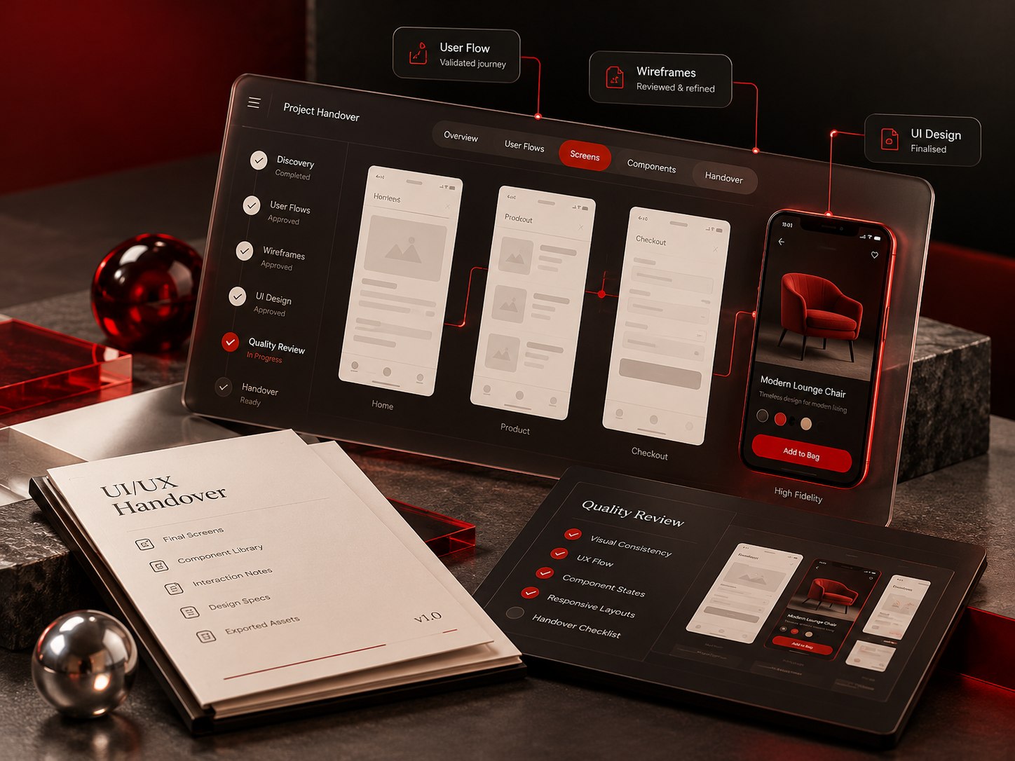Quality review and delivery concept for ui ux design